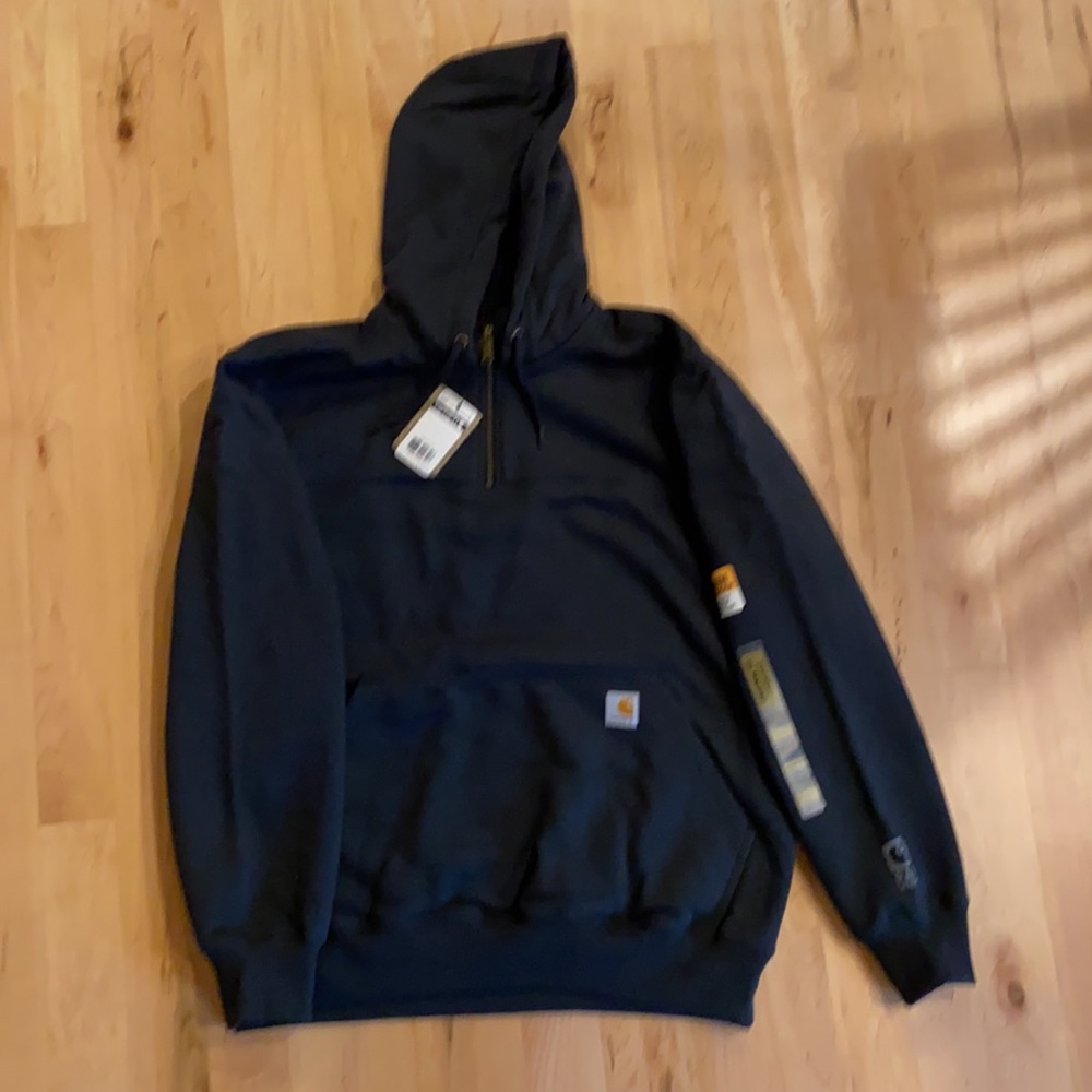 Carhartt Men’s 1/4 Zip Hoodie Large Black - Picture 5 of 11